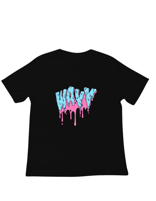 Cotton Candy Wavy Black Tee